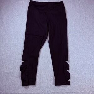 Gaiam Womens High Waisted Lattice Cutout Cropped Yoga Leggings Black M